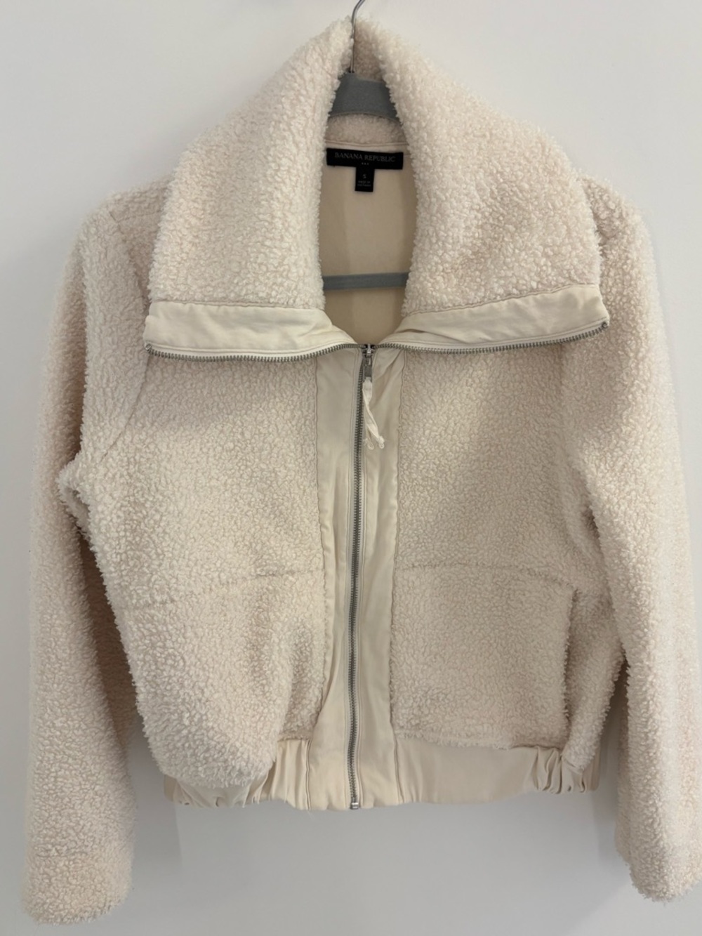 Banana Republic Cream Sherpa Zip-Up Jacket